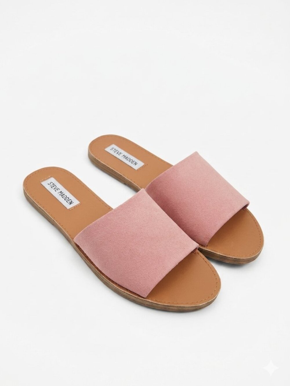 NIB Steve Madden Grace Suede Slip On Flat Slide Sandals Light Pink 7.5